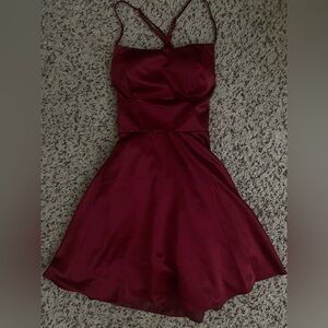 Elegant Burgundy Satin Dress